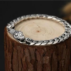 Sterling Silver 925 stamp goth punk snake bracelet lever clasp 8 in 7mm new